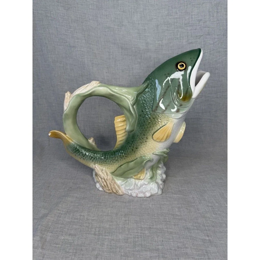 Vintage Lenox Riverwood Fish Pitcher Trout Salmon Bass Catherine McClung